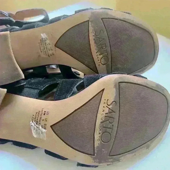 Franco Sarto Connie Black Gladiator Cage Sandals Women’s Size 8 High Heel - Picture 2 of 9